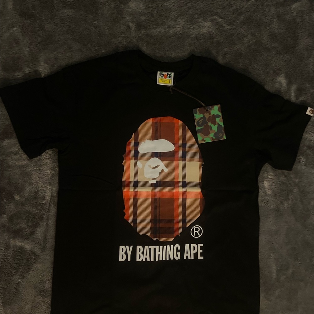 Bape Black and Plaid Graphic Tee